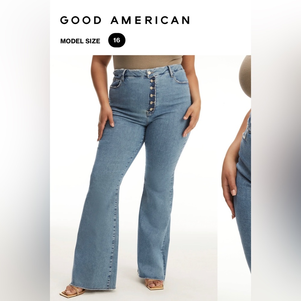 Good American Good Flare Raw Exposed Button